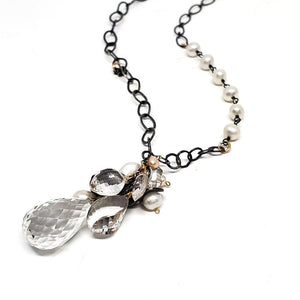 Necklace - Pearl and Quartz Cluster by Calliope Jewelry