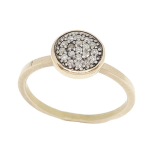 Ring - Size 7 (Custom Sizing Available) - 8mm Pavé Diamond on Notched Band in 14k Yellow Gold by 314 Studio