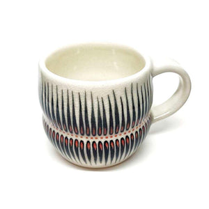 Mug - Small in Outward Linear with Orange Accents by Britt Dietrich Ceramics