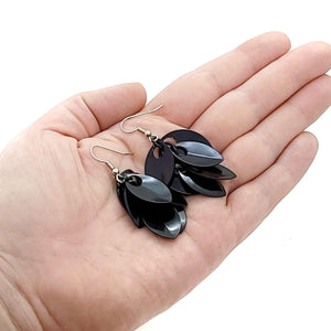 Earrings - Short Leafy Cascade in Black by Rebeca Mojica