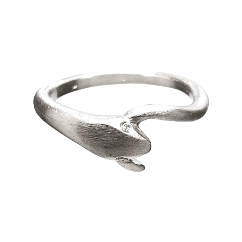 Ring - Diamond-Eyed Small Snake Tail in Sterling Silver by Michelle Chang