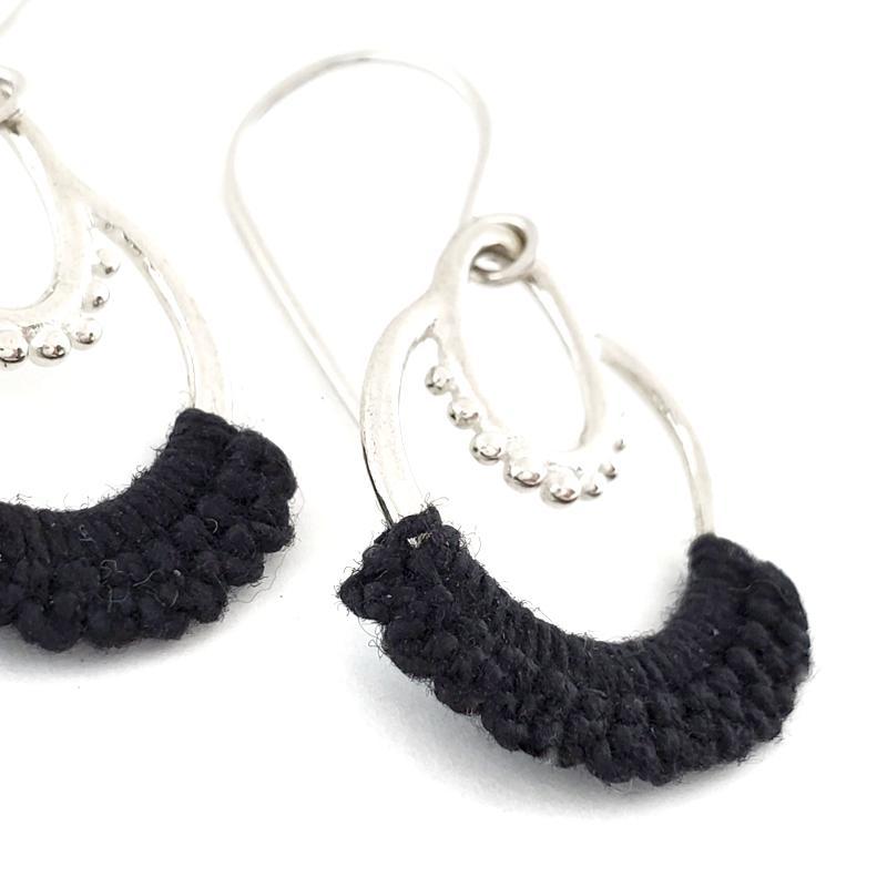 Earrings - Coal Black Sterling Maha Earrings by Twyla Dill
