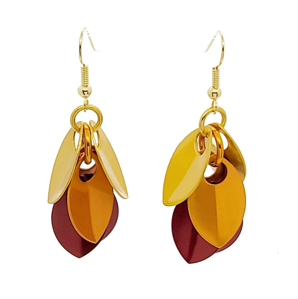 Earrings - Short Leafy Cascade (Flame) by Rebeca Mojica