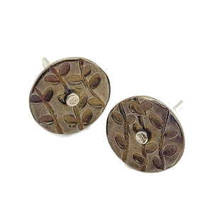 Earrings - Studs - Vine Texture 10mm dia Ti and SS by Taviametal