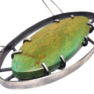 Necklace - Wayfinder Green Tyrone Turquoise Sterling by Three Flames Silverworks