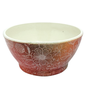Bowl – Flowers on Orange and Olive by Clay It Forward