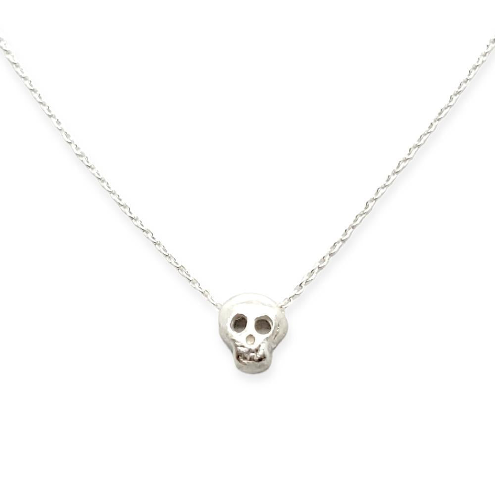 Necklace - Open-Eyed Tiny Skull in Sterling Silver by Michelle
