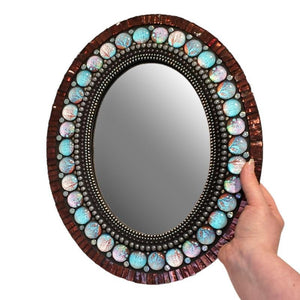 Mosaic Mirror - 12x15in Oval in Bodhi Plum by Zetamari Mosaic Artworks