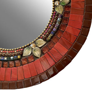 Mosaic Mirror - 10in Round in Sangria Red by Zetamari Mosaic 