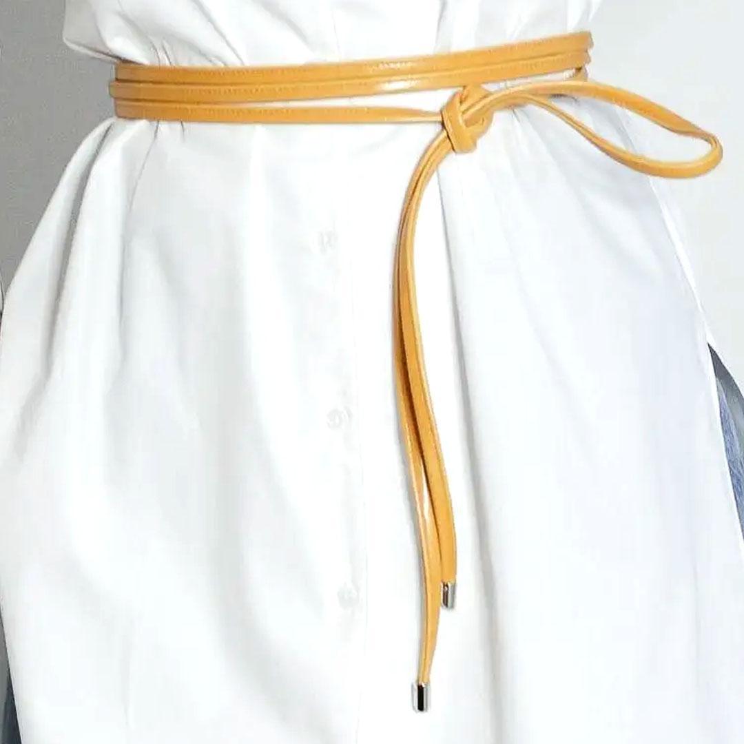 Belts - Skinny Wrap Belt Vegan Leather (Mustard Yellow) by Crystalyn Kae