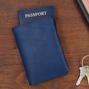 Travel – Passport Holder in Smooth Leather (Navy) by Woolly Made