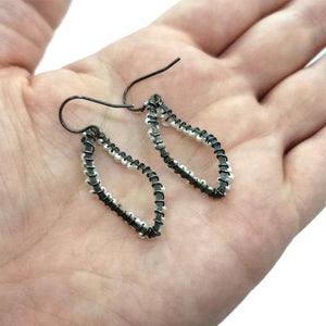 Earrings - Twisted Marquise with Tiny Pearl and Quartz Wrap by Calliope Jewelry