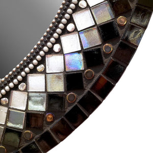 Mosaic Mirror - 19in Round in Ebony by Zetamari Mosaic Artworks