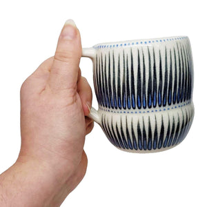 Mug - Small in Upward Linear with Blue Accents by Britt Dietrich Ceramics