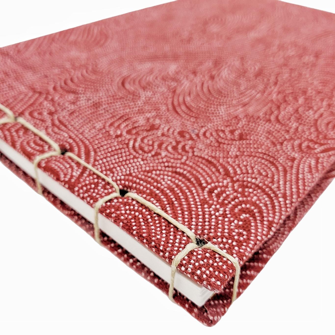 Journal - Seigaiha Waves Red Fabric Hand-bound Hardcover by Studio Artisaan