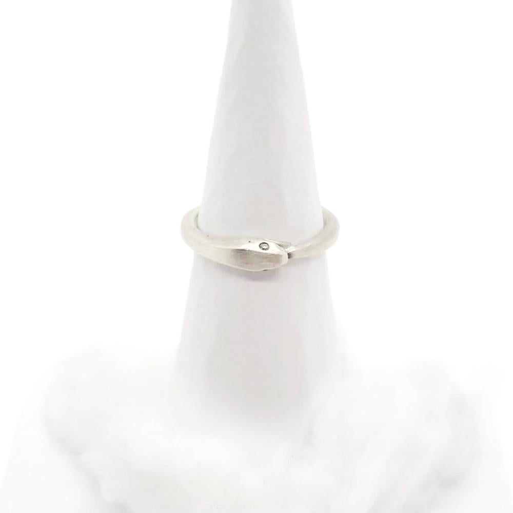 Ring - Diamond-Eyed Ouroboros Snake in Sterling Silver by Michelle Chang
