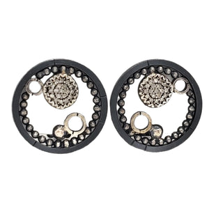 Earrings - Clip On - Pavé Diamond Circles in Sterling Silver by 314 Studio