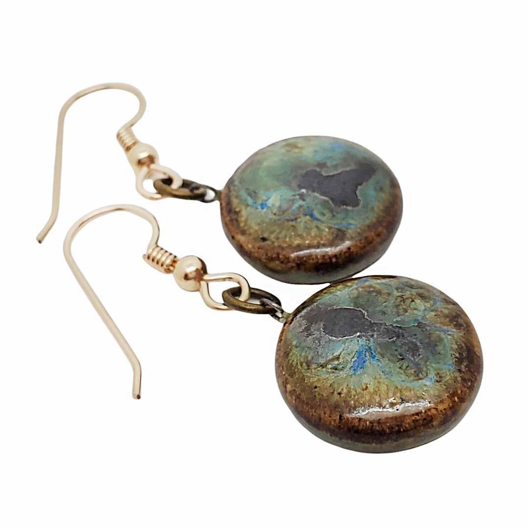 Earrings - Small Circle Drops in Earth by Dandy Jewelry