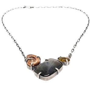 Necklace - Ammonite and Gemstone Composite by Una Barrett
