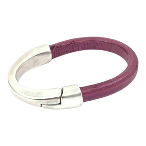 Bracelet - Breakaway in Plum Leather with Silver by Diana Kauffman Designs