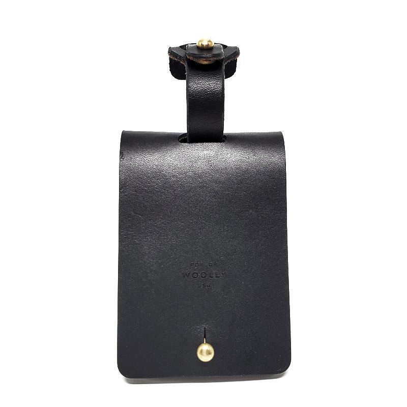 WOOLLY Black Leather Luggage Tag
