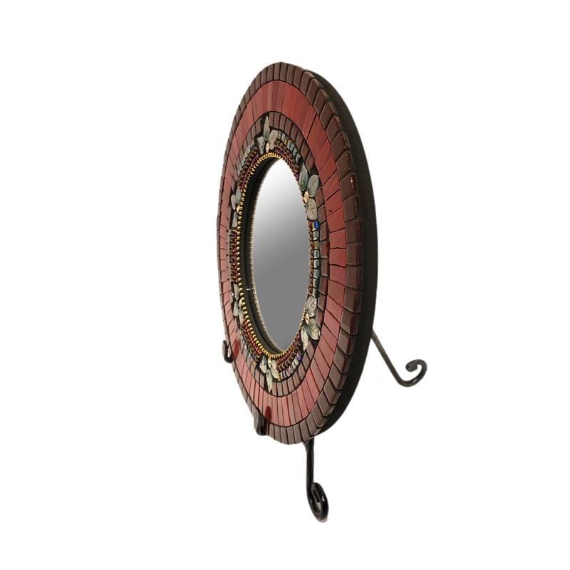 Mosaic Mirror - 10in Round in Sangria Red by Zetamari Mosaic 