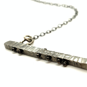 Necklace - All Pinned Up Horizontal Askew Titanium Sterling by Taviametal