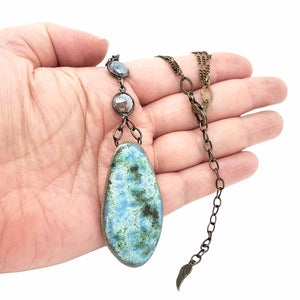 Necklace - Dana Long Drop Gem in Mystic with Labradorite by Dandy Jewelry