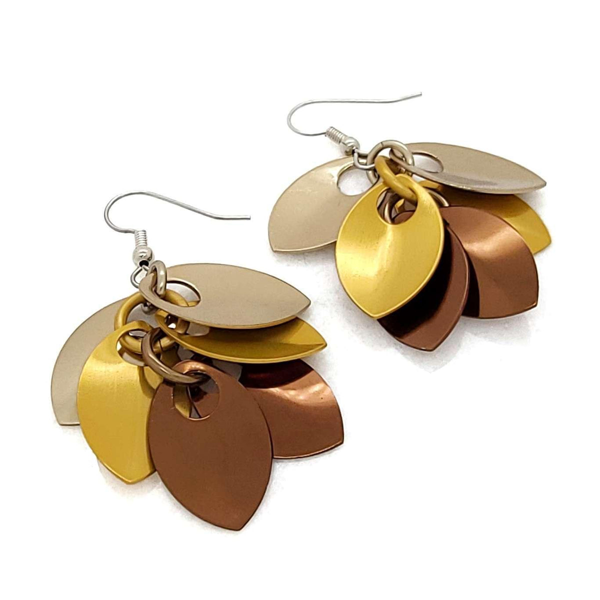 Earrings - Short Leafy Cascade (Golden Browns) by Rebeca Mojica
