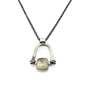 Necklace - Arc Labradorite Sterling 18 in chain by Three Flames Silverworks
