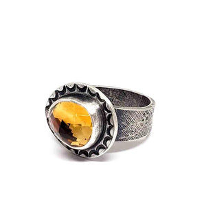 Ring - Size 8.25 - OOAK Citrine Ring in Sterling Silver by Allison Kallaway
