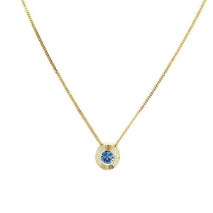 Necklace - Medium Aurora in Blue Sapphire and 14k Yellow Gold by Corey Egan