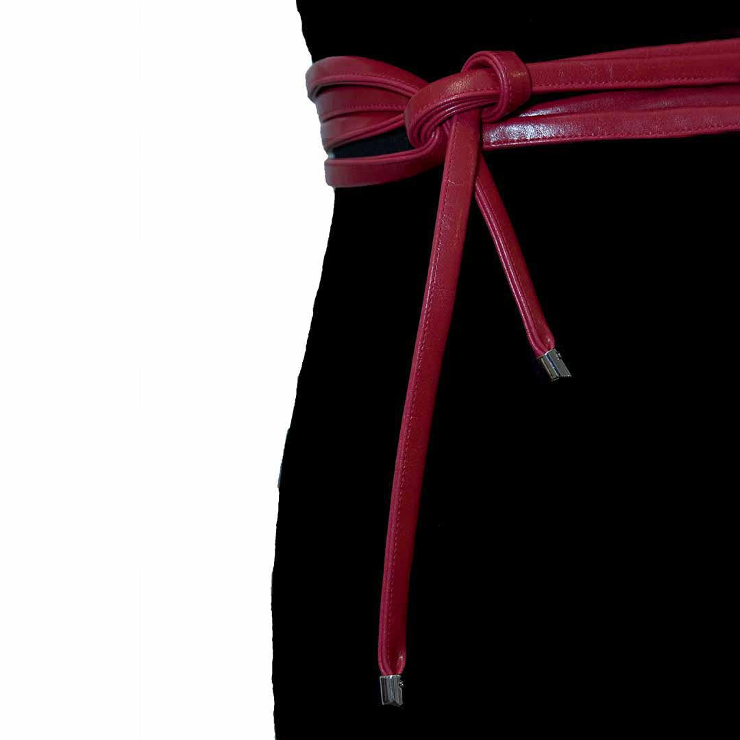 Belts - Skinny Wrap Belt Vegan Leather (Cherry Red) by Crystalyn Kae