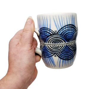 Mug - Large in Concentric Half Circles with Blue Accents by Britt Dietrich Ceramics