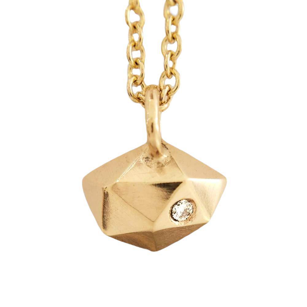 Necklace - Tiny Fragment in 14k Yellow Gold and Diamond by Corey Egan