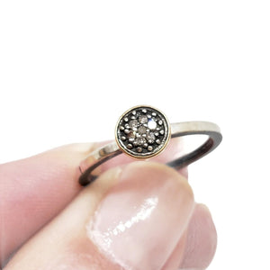 Ring - Size 7 - 6mm Pavé Diamond on Notched Band in 14k Gold and Sterling Silver by 314 Studio