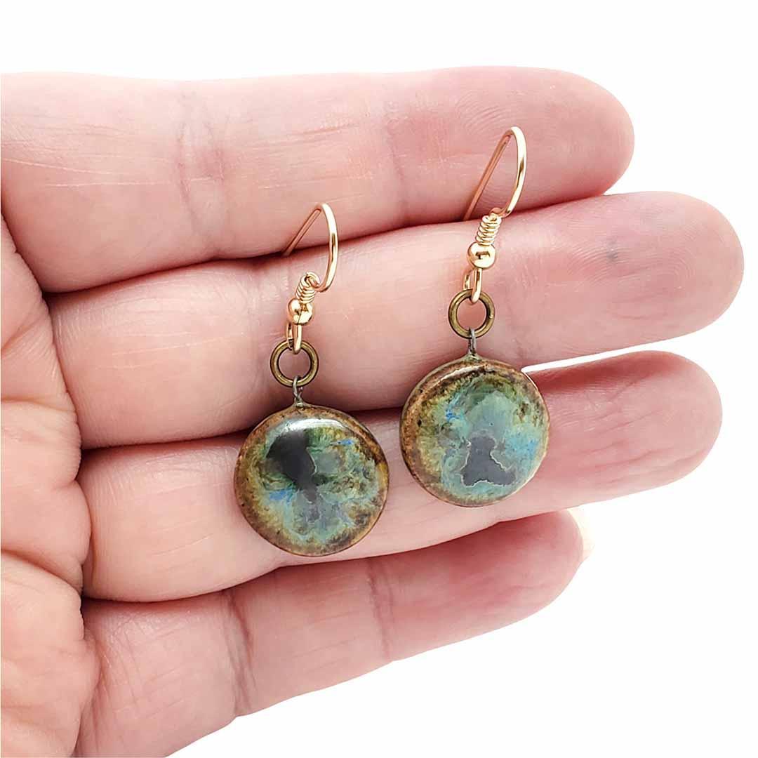 Earrings - Small Circle Drops in Earth by Dandy Jewelry