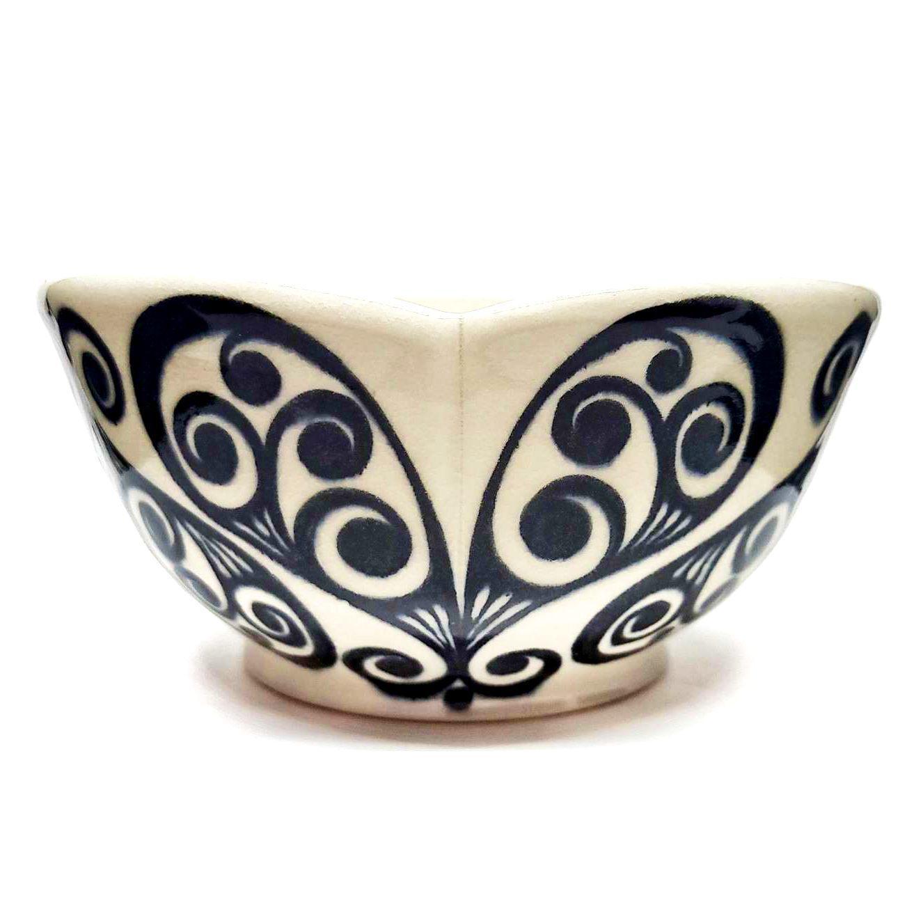 Bowl - Medium in Monochrome Floret Hearts by Britt Dietrich Ceramics