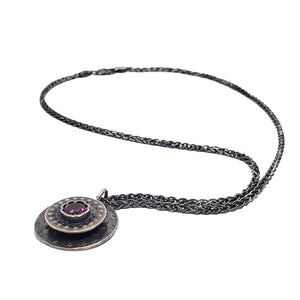 Necklace - OOAK Rhodolite Garnet Pendant in Sterling Silver by Allison Kallaway