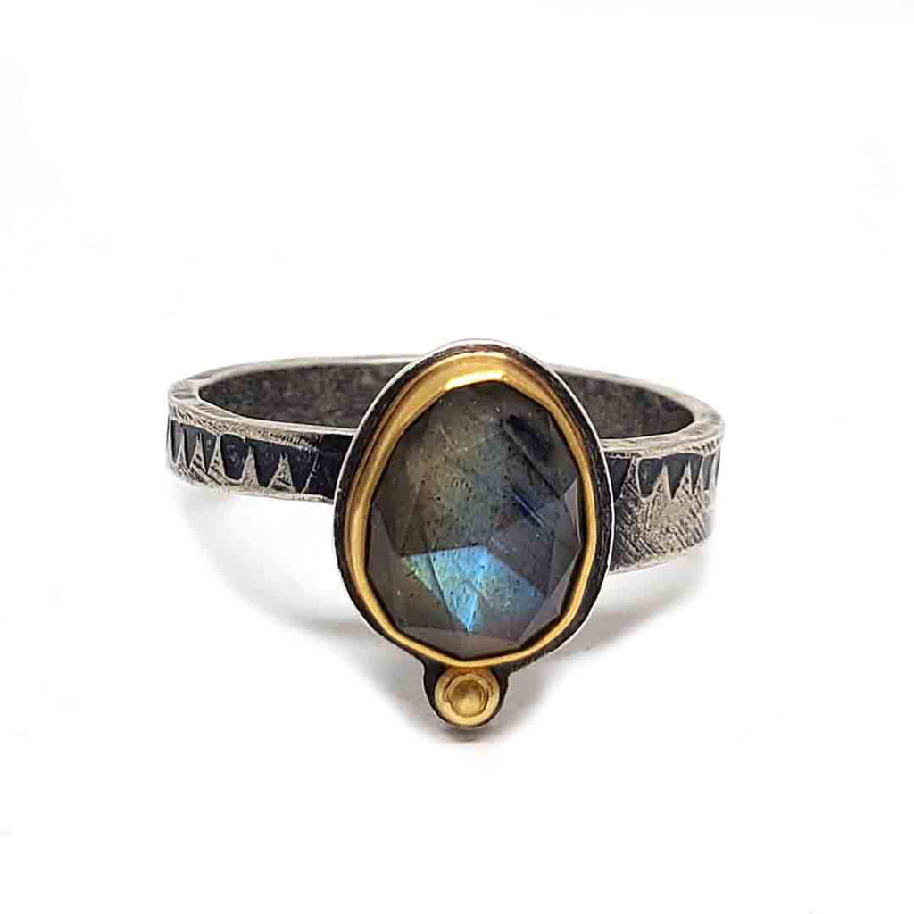 Ring - Size 9.25 - OOAK Labradorite Ring in Mixed Metals by Allison Kallaway