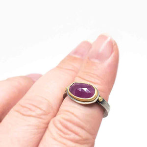 Ring - Size 7.25 - OOAK Ruby Ring in Mixed Metals by Allison Kallaway