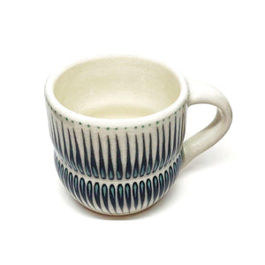 Mug - Small in Outward Linear with Aqua Accents by Britt Dietrich Ceramics