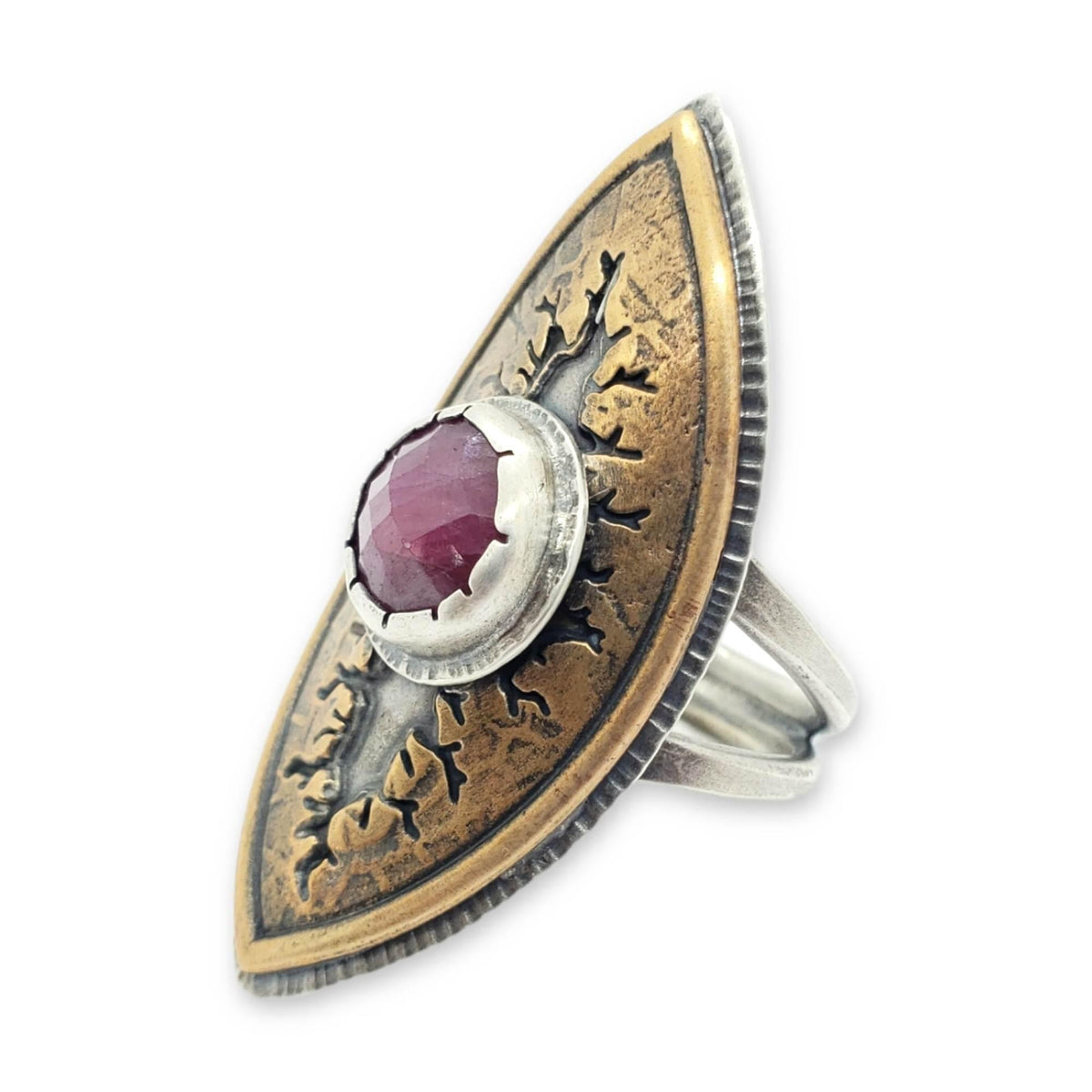 Ring - Size 9 - Tectonic Vesica Ruby by Una Barrett