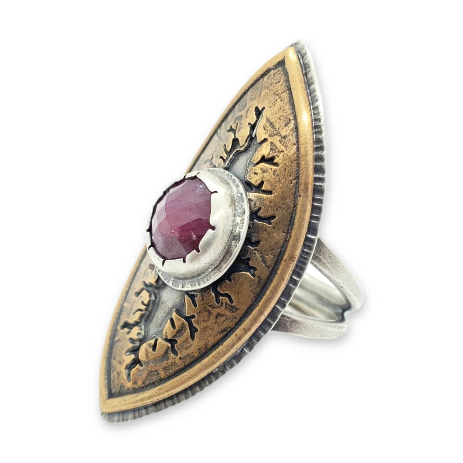 Ring - Size 9 - Tectonic Vesica Ruby by Una Barrett