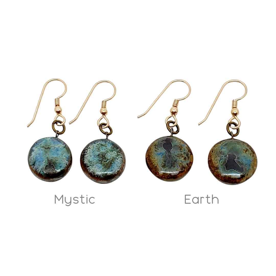 Earrings - Small Circle Drops in Earth by Dandy Jewelry