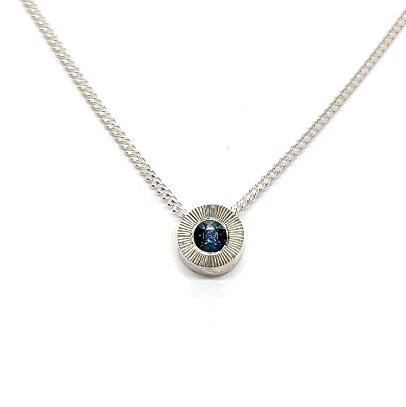 Necklace - Small Aurora in Blue Sapphire and Sterling Silver by Corey Egan