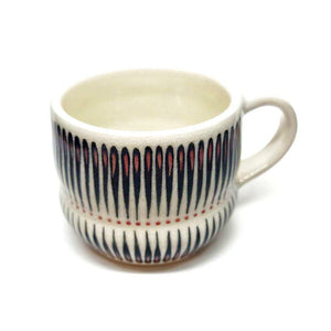 Mug - Small in Inward Linear with Pink Accents by Britt Dietrich Ceramics