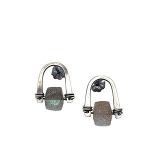 Earrings - Arc Labradorite Sterling Studs (A or B) by Three Flames Silverworks