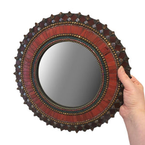 Mosaic Mirror - 13in Round in Red by Zetamari Mosaic Artworks