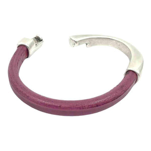 Bracelet - Breakaway in Plum Leather with Silver by Diana Kauffman Designs